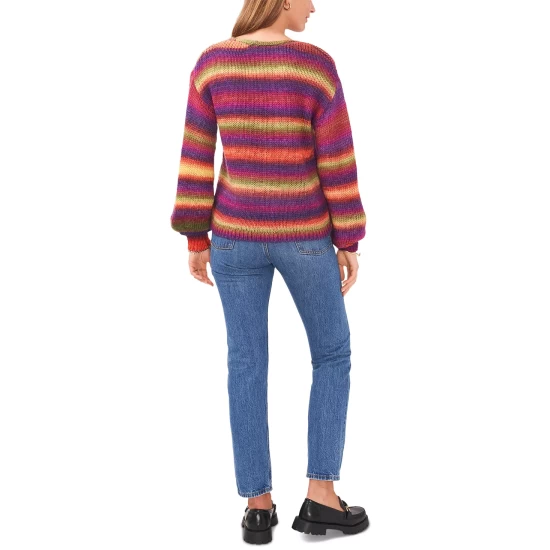 Top 10 โญ Vince Camuto ๐ฉ Women's V-Neck Long Sleeve Striped Sweater Crisp Merlot โ 4 Top 10 โญ Vince Camuto ๐ฉ Women's V-Neck Long Sleeve Striped Sweater Crisp Merlot โ - Image 4