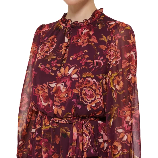 Budget π Vince Camuto π© Women's Printed Fit & Flare π Dress Wine β 5 Budget π Vince Camuto π© Women's Printed Fit & Flare π Dress Wine β - Image 5