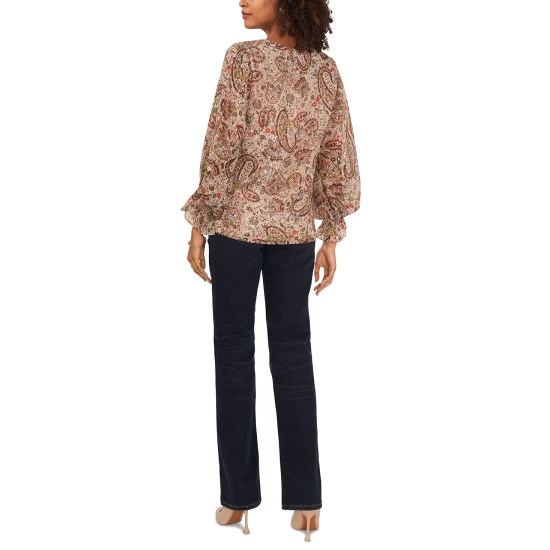 Buy ๐ Vince Camuto ๐ฉ Women's V-Neck Blouson-Sleeve Blouse French Roast Paisley ๐ 5 Buy ๐ Vince Camuto ๐ฉ Women's V-Neck Blouson-Sleeve Blouse French Roast Paisley ๐ - Image 5
