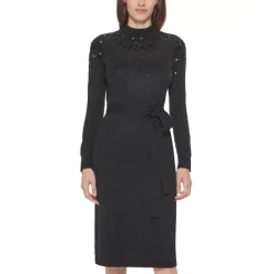 Cheap ✔️ Vince Camuto Petite Sequined Belted Sweater 👗 Dress Black 🎉 -Vince Camuto Sales Store unnamed file 245