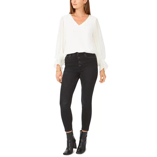 Discount ✨ Vince Camuto Clip-Dot Smocked-Cuff Top Soft Ecru 😉 5 Discount ✨ Vince Camuto Clip-Dot Smocked-Cuff Top Soft Ecru 😉 - Image 5