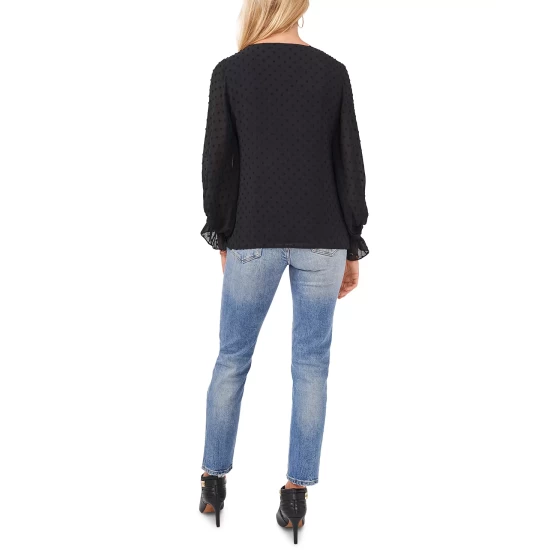 Discount ✨ Vince Camuto Clip-Dot Smocked-Cuff Top Soft Ecru 😉 6 Discount ✨ Vince Camuto Clip-Dot Smocked-Cuff Top Soft Ecru 😉 - Image 6