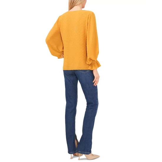 Discount ✨ Vince Camuto Clip-Dot Smocked-Cuff Top Soft Ecru 😉 7 Discount ✨ Vince Camuto Clip-Dot Smocked-Cuff Top Soft Ecru 😉 - Image 7