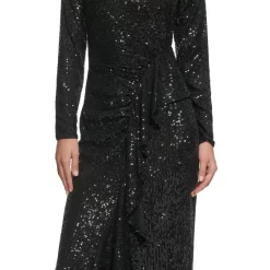 Outlet 😍 Vince Camuto 👩 Women's Sequin-Pattern Bodycon 👗 Dress Black Gold 🤩 -Vince Camuto Sales Store unnamed file 328
