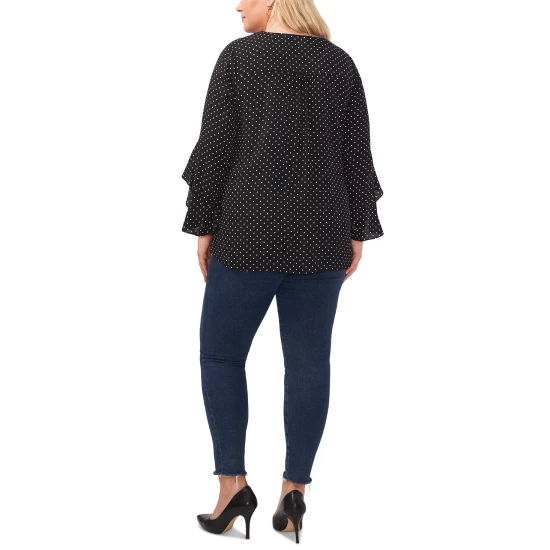 Buy π€© Vince Camuto π© Women's Puff-Shoulder Faux-Wrap Top Vermillion π 4 Buy π€© Vince Camuto π© Women's Puff-Shoulder Faux-Wrap Top Vermillion π - Image 4