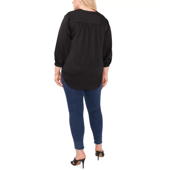 Brand new ๐ Vince Camuto Plus Size Jacquard Patterned Blouse Rich Black ๐ 6 Brand new ๐ Vince Camuto Plus Size Jacquard Patterned Blouse Rich Black ๐ - Image 6