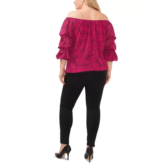 Deals โ Vince Camuto Plus Size Off-The-Shoulder Bubble-Sleeve Printed Blouse Pomegranate Pink ๐ 5 Deals โ Vince Camuto Plus Size Off-The-Shoulder Bubble-Sleeve Printed Blouse Pomegranate Pink ๐ - Image 5