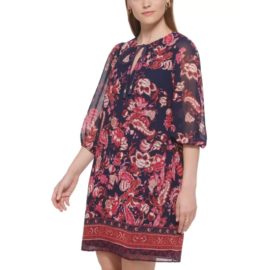 Best Pirce 💯 Vince Camuto Petite Printed Tie-Neck 👗 Dress Ber 😉 5 Best Pirce 💯 Vince Camuto Petite Printed Tie-Neck 👗 Dress Ber 😉 - Image 5