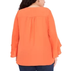 Best deal 👏 Vince Camuto Plus Size Flutter-Sleeve Crossover-Hem Top Tiger Lily 🌟 -Vince Camuto Sales Store unnamed file 455