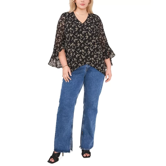 Best Pirce ๐คฉ Vince Camuto Plus Size V-Neck Flutter Sleeve Blouse Rich Black ๐ 5 Best Pirce ๐คฉ Vince Camuto Plus Size V-Neck Flutter Sleeve Blouse Rich Black ๐ - Image 5