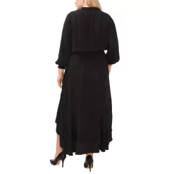 Best Sale 🌟 Vince Camuto 👩 Women's Mixed-Print Handkerchief-Hem 👗 Dress Blue 🥰