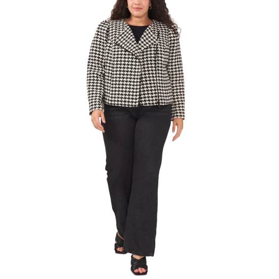 New ๐คฉ Vince Camuto Plus Size Houndstooth Moto Jacket Rich Black ๐ 5 New ๐คฉ Vince Camuto Plus Size Houndstooth Moto Jacket Rich Black ๐ - Image 5