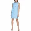 Hot Sale 💯 Vince Camuto Petite Ruffled Mock-Neck 👗 Dress Sky 😍