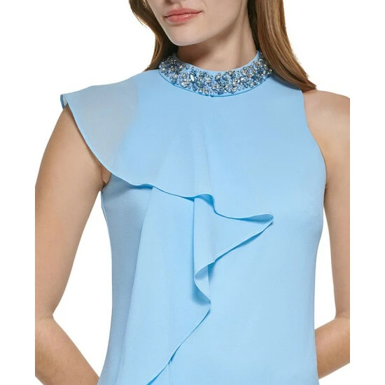Hot Sale π― Vince Camuto Petite Ruffled Mock-Neck π Dress Sky π 4 Hot Sale π― Vince Camuto Petite Ruffled Mock-Neck π Dress Sky π - Image 4