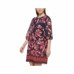 Best Sale 💯 Vince Camuto 👩 Women's Printed Balloon-Sleeve Chiffon 👗 Dress Berry 🎉 -Vince Camuto Sales Store unnamed file 579