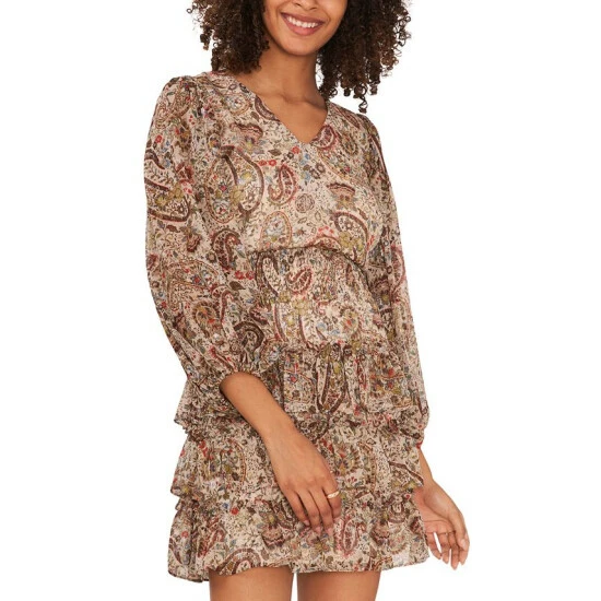 Outlet β¨ Vince Camuto π© Women's Smocked-Waist Tiered π Dress French Roast Paisley π 1 Outlet β¨ Vince Camuto π© Women's Smocked-Waist Tiered π Dress French Roast Paisley π