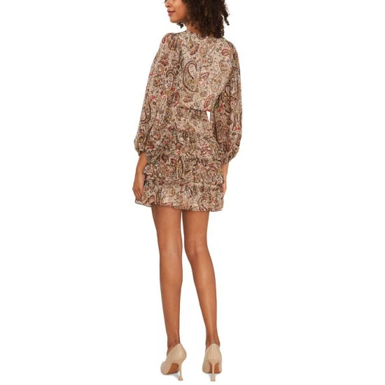 Outlet β¨ Vince Camuto π© Women's Smocked-Waist Tiered π Dress French Roast Paisley π 4 Outlet β¨ Vince Camuto π© Women's Smocked-Waist Tiered π Dress French Roast Paisley π - Image 4