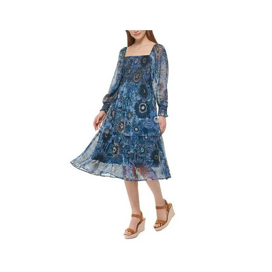 Wholesale โญ Vince Camuto Petite Balloon-Sleeve Smocked ๐ Dress Blu โค๏ธ 3 Wholesale โญ Vince Camuto Petite Balloon-Sleeve Smocked ๐ Dress Blu โค๏ธ - Image 3