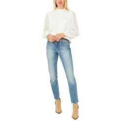 Promo 🤩 Vince Camuto Ruffled-Neck Shadow-Striped Top Rich Black 🔔 -Vince Camuto Sales Store unnamed file 605