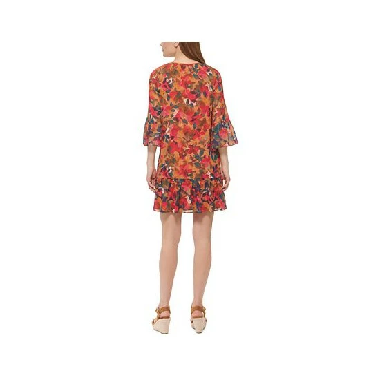 New ✔️ Vince Camuto 👩 Women's Printed Tie-Neck 👗 Dress Rust ⌛ 2 New ✔️ Vince Camuto 👩 Women's Printed Tie-Neck 👗 Dress Rust ⌛ - Image 2