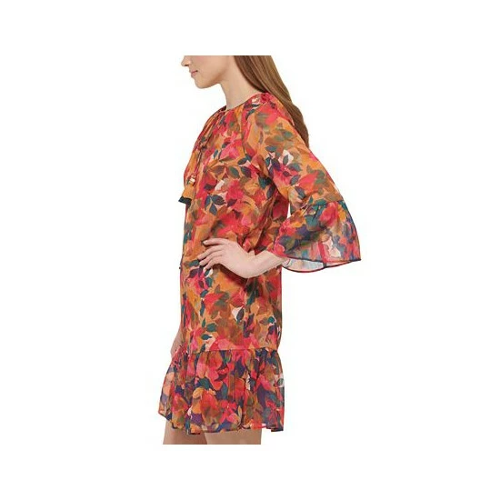 New ✔️ Vince Camuto 👩 Women's Printed Tie-Neck 👗 Dress Rust ⌛ 3 New ✔️ Vince Camuto 👩 Women's Printed Tie-Neck 👗 Dress Rust ⌛ - Image 3