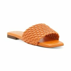 Wholesale 🤩 Vince Camuto 👩 Women's Arissa Woven Flat 🩴 Sandals Orange Ochre ✔️