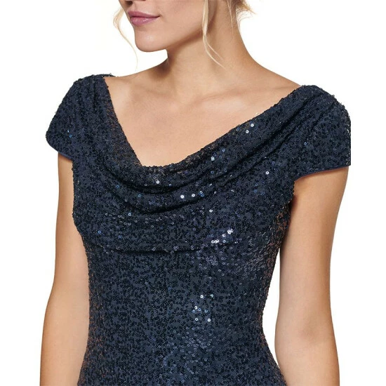 Discount π Vince Camuto Draped-Neck Sequinned Bodycon π Dress Navy π 4 Discount π Vince Camuto Draped-Neck Sequinned Bodycon π Dress Navy π - Image 4