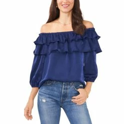 Best reviews of ⌛ Vince Camuto 👩 Women's Ruffled Off-The-Shoulder Blouse Classic Navy ⭐