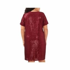 Brand new 🤩 Vince Camuto Plus Size V-Neck Short-Sleeve Sequin 👗 Dress Dark Wine 🧨 -Vince Camuto Sales Store unnamed file 650