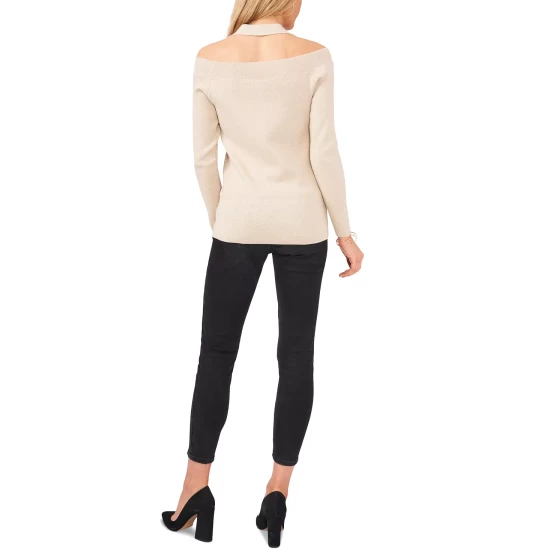 Best Pirce ๐ Vince Camuto Cold-Shoulder Lurex Sweater Flax Heather Gold ๐ 5 Best Pirce ๐ Vince Camuto Cold-Shoulder Lurex Sweater Flax Heather Gold ๐ - Image 5