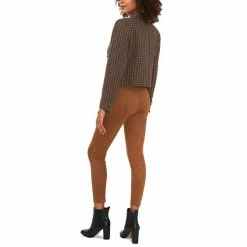 Hot Sale ⭐ Vince Camuto 👩 Women's Notched Collar Cropped Blazer Lt Olive Plaid 👍 -Vince Camuto Sales Store unnamed file 690