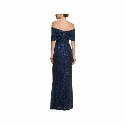 Best Sale 🧨 Vince Camuto 👩 Women's Off-The-Shoulder-Neckline Sequin Gown Navy 🎁 -Vince Camuto Sales Store unnamed file 698