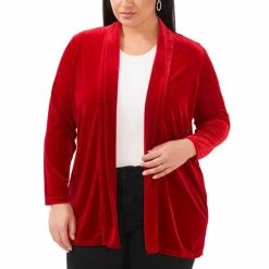 New 🧨 Vince Camuto Plus Size Open-Front Long-Sleeve Cardigan Rich Black 🧨