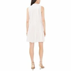 Brand new 😀 Vince Camuto 👩 Women's Tiered Sleeveless Split-Neck 👗 Dress Ultra White 🥰 -Vince Camuto Sales Store unnamed file 710