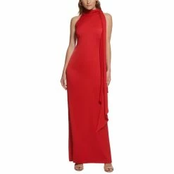 Cheapest 🔔 Vince Camuto 👩 Women's Halter-Neck Satin Sleeveless Gown Red 💯