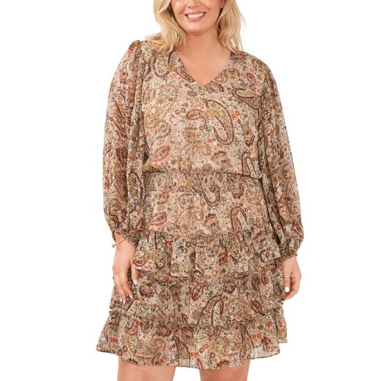 Coupon ๐ Vince Camuto Plus Size Tiered V-Neck Babydoll ๐ Dress French Roast ๐ฅ 1 Coupon ๐ Vince Camuto Plus Size Tiered V-Neck Babydoll ๐ Dress French Roast ๐ฅ