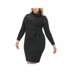 Buy 🌟 Vince Camuto Plus Size Sequined Sweater 👗 Dress Black 🧨 -Vince Camuto Sales Store unnamed file 732