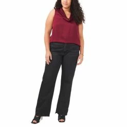 Coupon 👏 Vince Camuto Plus Size Sleeveless Cowl-Neck Top Crisp Merlot 😀
