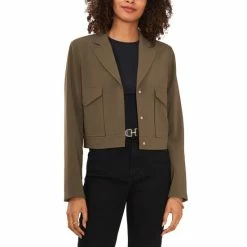 Wholesale 🥰 Vince Camuto 👩 Women's Notched Collar Cropped Blazer Lt Olive 😍