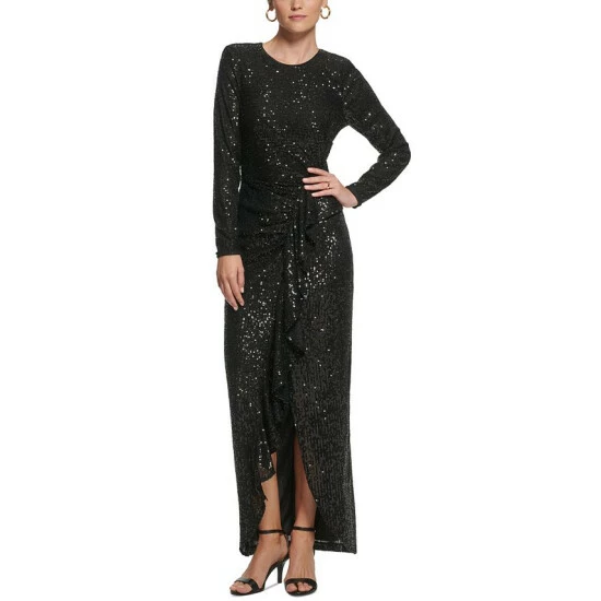 Budget ๐ Vince Camuto ๐ฉ Women's Long-Sleeve Ruffle-Front Sequin ๐ Dress Black ๐ 1 Budget ๐ Vince Camuto ๐ฉ Women's Long-Sleeve Ruffle-Front Sequin ๐ Dress Black ๐