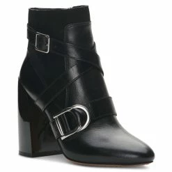New 🌟 Vince Camuto 👩 Women's Erillie Buckled Block-Heel Booties Black 😀