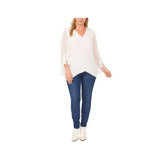 Deals 🎁 Vince Camuto Plus Size Textured Flutter-Sleeve Top New Ivory ⭐ 3 Deals 🎁 Vince Camuto Plus Size Textured Flutter-Sleeve Top New Ivory ⭐ - Image 3