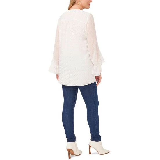 Deals 🎁 Vince Camuto Plus Size Textured Flutter-Sleeve Top New Ivory ⭐ 4 Deals 🎁 Vince Camuto Plus Size Textured Flutter-Sleeve Top New Ivory ⭐ - Image 4