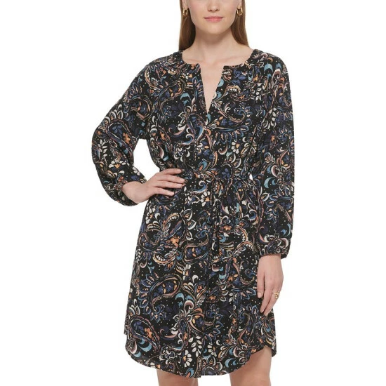 Best Pirce 🤩 Vince Camuto 👩 Women's Printed Balloon-Sleeve Belted 👗 Dress Black Multi ✔️ 1 Best Pirce 🤩 Vince Camuto 👩 Women's Printed Balloon-Sleeve Belted 👗 Dress Black Multi ✔️
