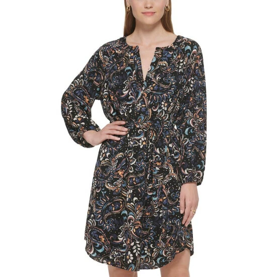 Best Sale β¨ Vince Camuto Petite Paisley-Print Split-Neck π Shirtdress Bml π 4 Best Sale β¨ Vince Camuto Petite Paisley-Print Split-Neck π Shirtdress Bml π - Image 4