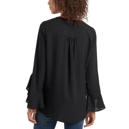 Top 10 🛒 Vince Camuto Petite Flutter-Sleeve Top Rich Black ✨ 2 Top 10 🛒 Vince Camuto Petite Flutter-Sleeve Top Rich Black ✨ - Image 2