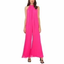 Coupon 👍 Vince Camuto Plus Size Tie-Back Halter Jumpsuit Pomegranate Pink 👍
