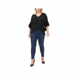 Wholesale ❤️ Vince Camuto Plus Size V-Neck Flutter Sleeve Crossover Hem Top Rich Black 🥰 -Vince Camuto Sales Store unnamed file 832