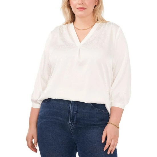 Brand new ๐ Vince Camuto Plus Size Jacquard Patterned Blouse Rich Black ๐ 1 Brand new ๐ Vince Camuto Plus Size Jacquard Patterned Blouse Rich Black ๐