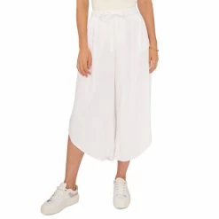 Best Sale ⭐ Vince Camuto 👩 Women's Wide-Leg Cropped Pull-On Pants Ultra White 🥰